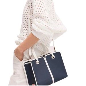 NWT Kate spade Sam canvas plunge medium satchel and wristlet set